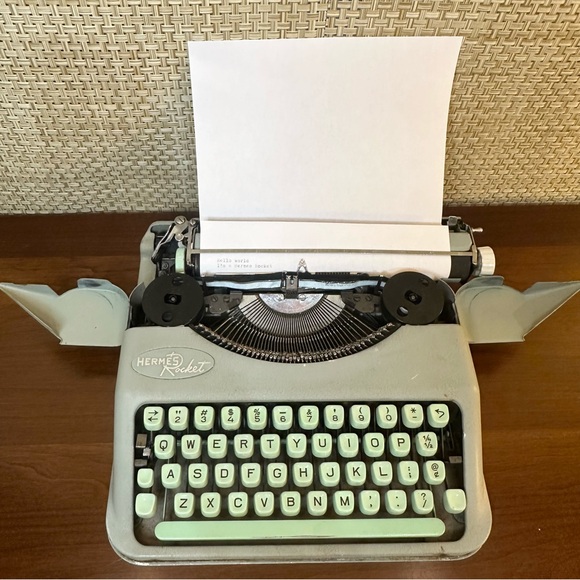 🌟4xHP🌟VTG 1957 Hermes Rocket Sea Green Manual Typewriter Switzerland - Picture 5 of 16